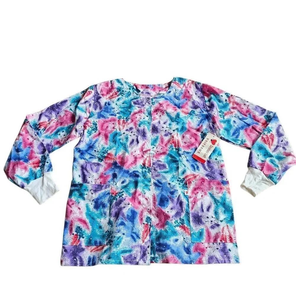 Vintage Christina's Sz L multicolor printed Animal nurse scrubs new